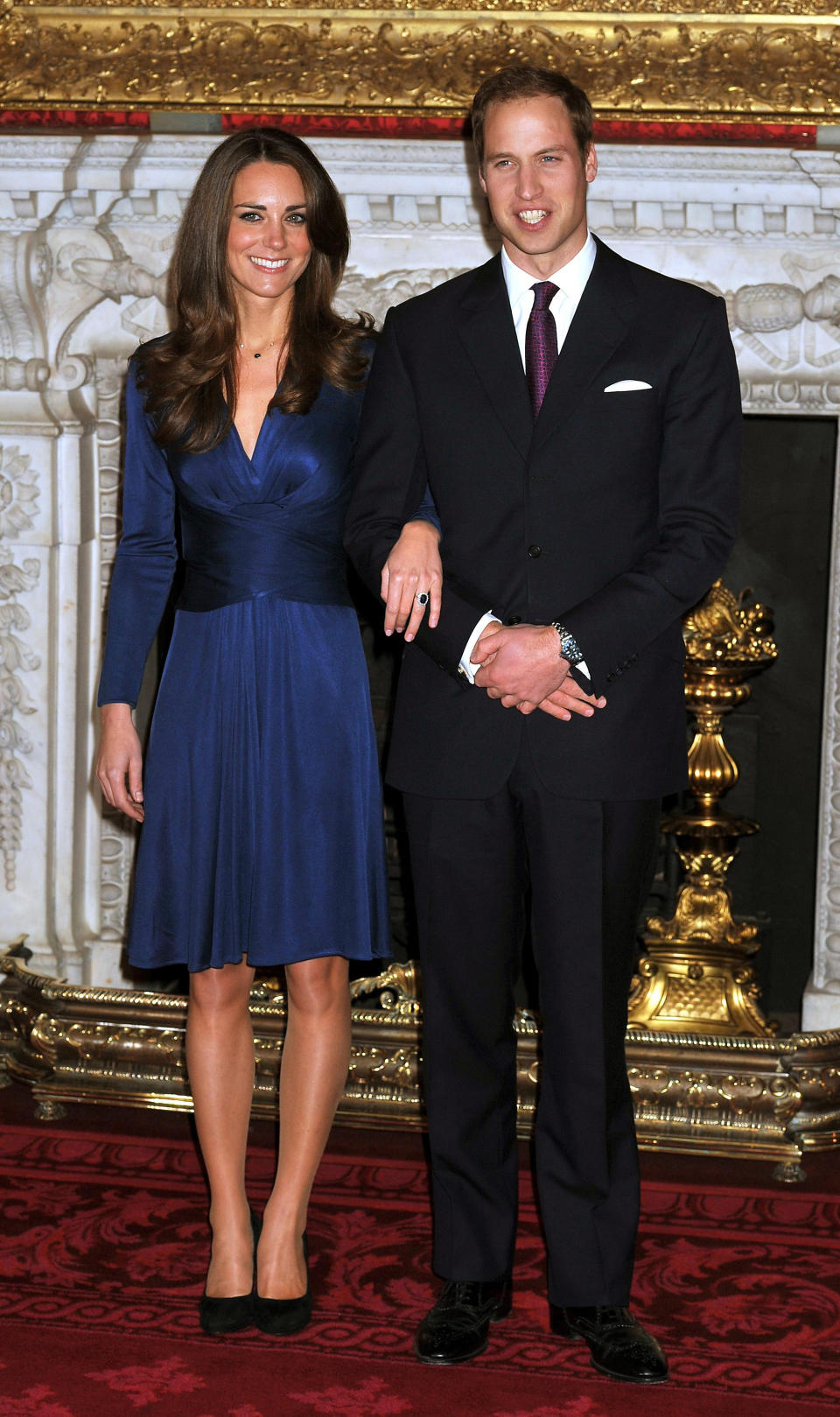 Prince William and Kate Middleton, during a photocall in the State Apartments of St James's Palace, London to mark their engagement.   (Photo by John Stillwell/PA Images via Getty Images)