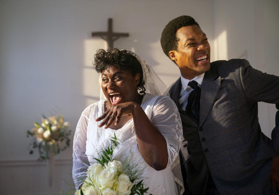 THE COLOR PURPLE, from left: Danielle Brooks, Corey Hawkins, 2023. ph: Eli Ade / © Warner Bros. /Courtesy Everett Collection