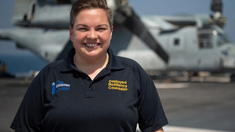 Miriam Lau, a licensed clinical social worker and deployed resiliency counselor for the Navy, has deployed with several flattops to provide mental health counseling for sailors. (Navy)