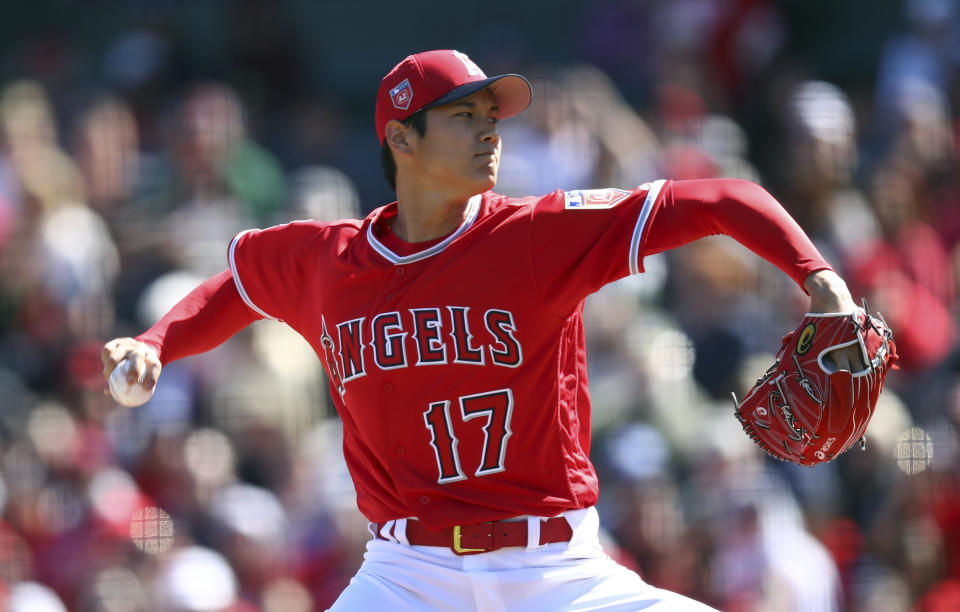 Shohei Ohtani will make his pitching debut Sunday. (AP)
