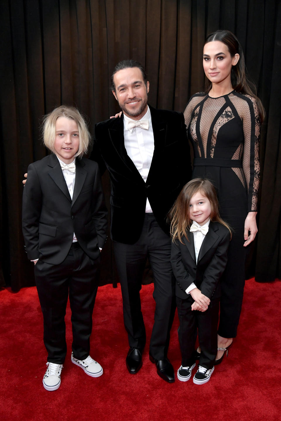 Pete Wentz with sons Bronx Mowgli, 10, and Saint Lazslo, 4, as well as partner Meagan Camper.