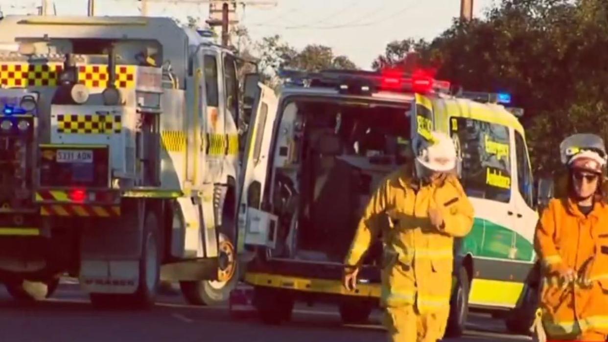 A man has died after his car slammed into a tree at Two Wells north of Adelaide. Picture: 7 News