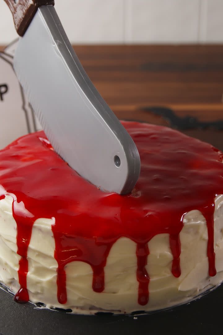 <p>A bloody good cake. </p><p>Get the <a href="https://www.delish.com/uk/cooking/recipes/a33978917/dead-velvet-cake-recipe/" rel="nofollow noopener" target="_blank" data-ylk="slk:Dead Velvet Cake;elm:context_link;itc:0;sec:content-canvas" class="link ">Dead Velvet Cake</a> recipe.</p>
