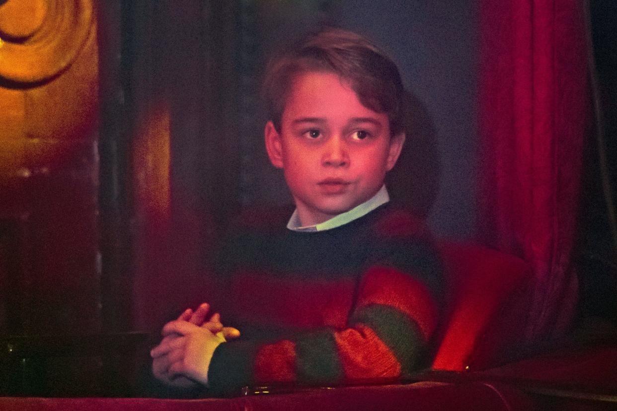 Prince George attends a special pantomime performance hosted by The National Lottery, to thank key workers and their families for their efforts throughout the COVID-19 pandemic at London's Palladium Theatre, London, Britain December 11, 2020. Aaron Chown/Pool via REUTERS