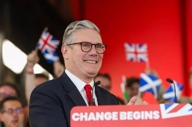 Sir Keir Starmer, leader of the Labour Party, delivers a victory speech during election night results