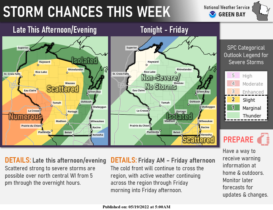 Central Wisconsin could see severe thunderstorms tonight.