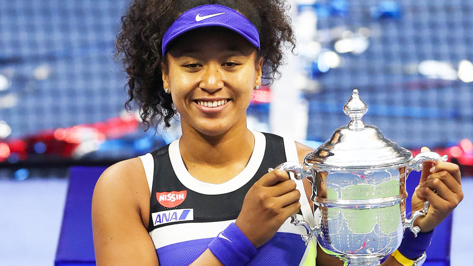 Naomi Osaka, pictured here after winning the US Open at Flushing Meadows.