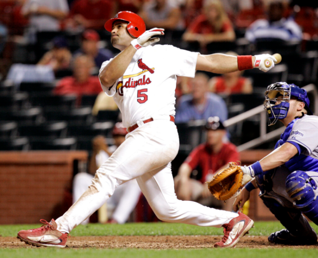 Watch: Albert Pujols hooks up Dodgers fan with his bat during game