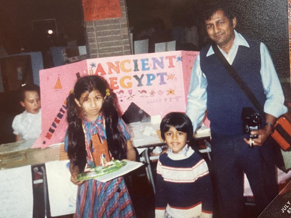 Lina Trivedi, her brother and her father at the Gifted Program