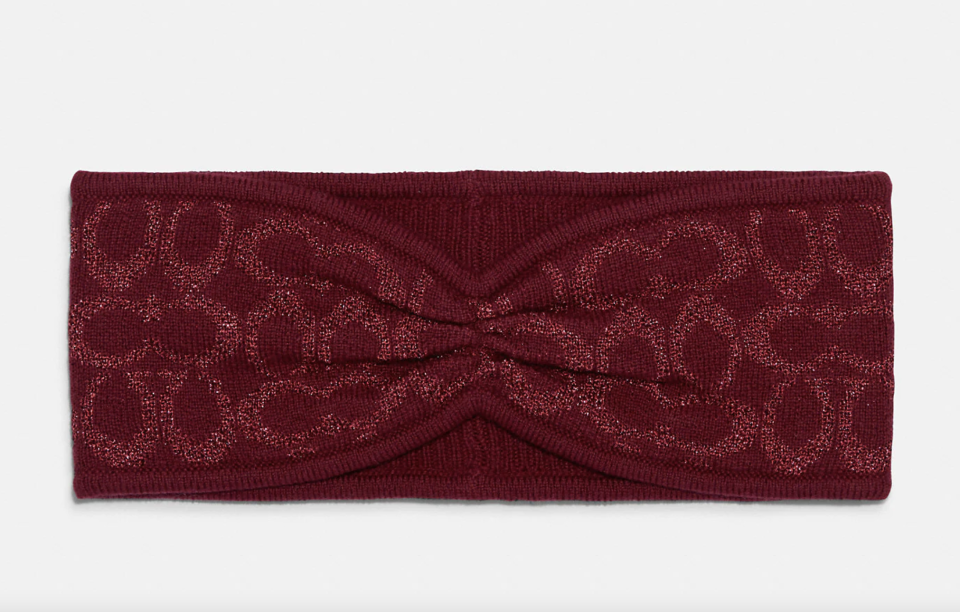 Signature Knit Headband in red glitter fabric (Photo via Coach Outlet)