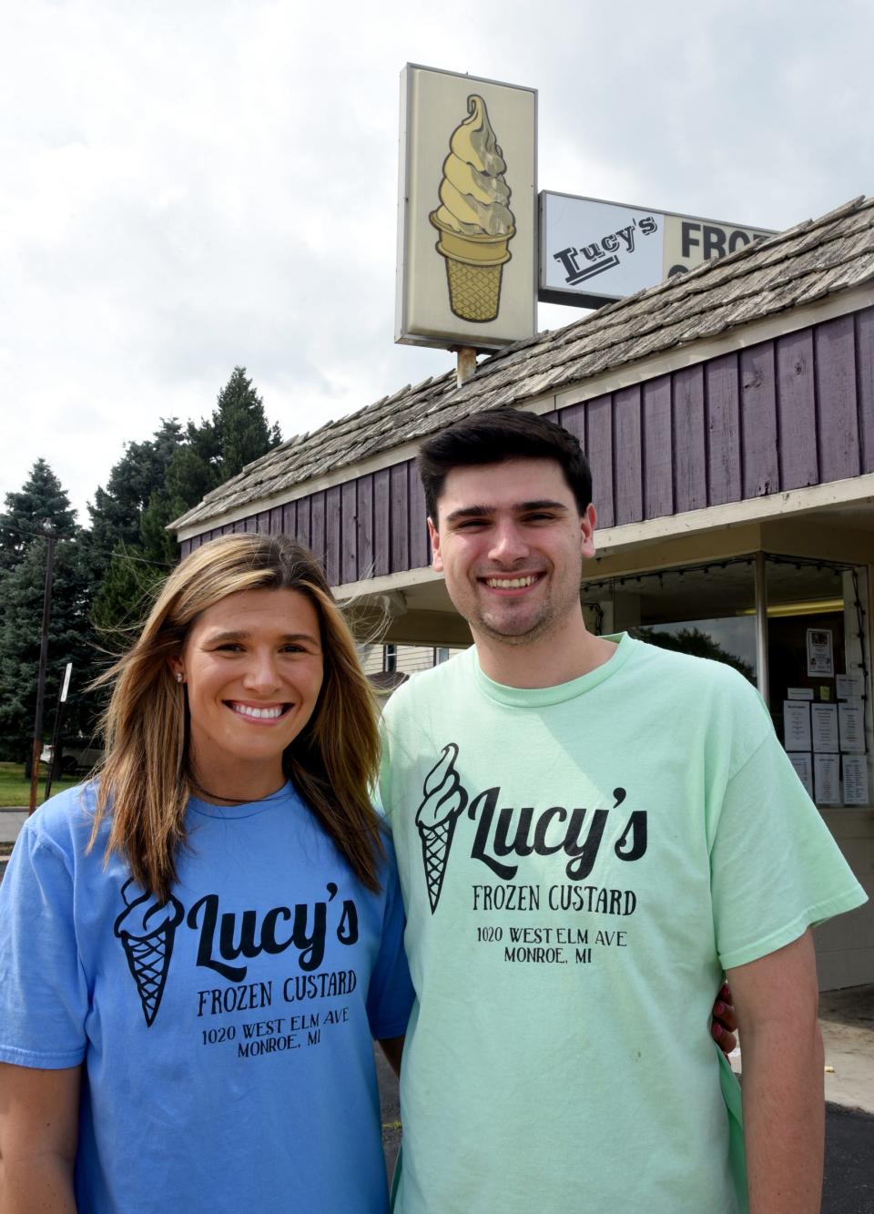 Lucy's Frozen Custard owners Taylor and Griffin Vuich on Teal Tuesdays are offering frozen custard cones with teal (blue raspberry) dip or with sprinkles. The proceeds are for the Teal Attack Volleyball game featuring SMCC and Airport High Schools to raise awareness and funds for ovarian cancer in the fall.