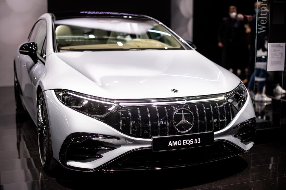 White Mercedes AMG EQS
