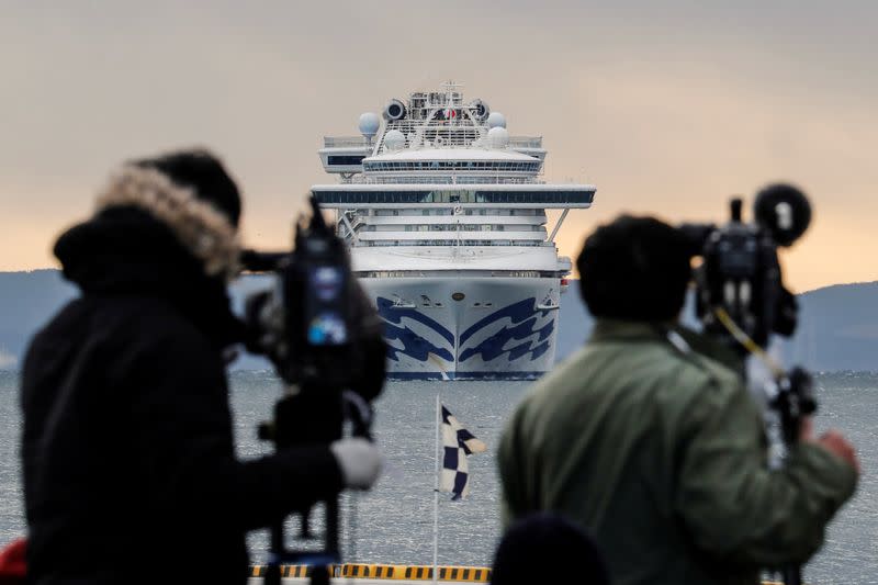Cruise ship Diamond Princess arrives at Daikoku Pier Cruise Terminal in Yokohama