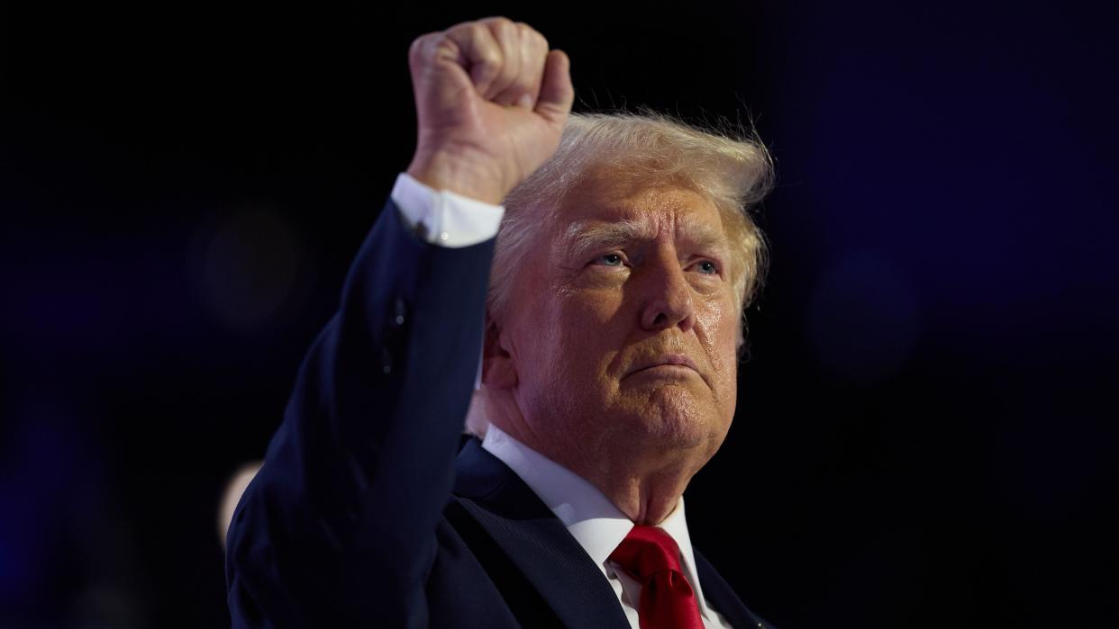 Donald Trump, candidato del Partido Republicano para las elecciones presidenciales del 5 de noviembre, durante el discurso de cierre de la Convención Nacional Republicana, en Milwaukee, Wisconsin, el 18 de julio de 2024.