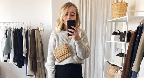 A fashion blogger has revealed her simple trick for neatly tucking chunky knits into skirts [Image: Instagram]