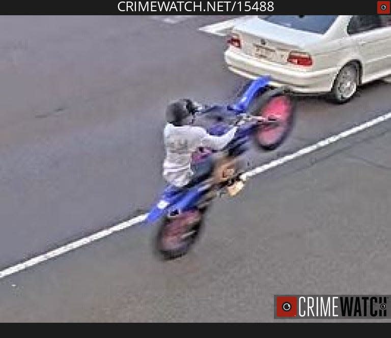 Bensalem police were able to identify this dirt biker rider who was illegally traveling on Street Road and popping wheelies on July 18, 2023 after he stopped for a red light and took off his ski mask, another motorist snapped a photo and sent it to police.