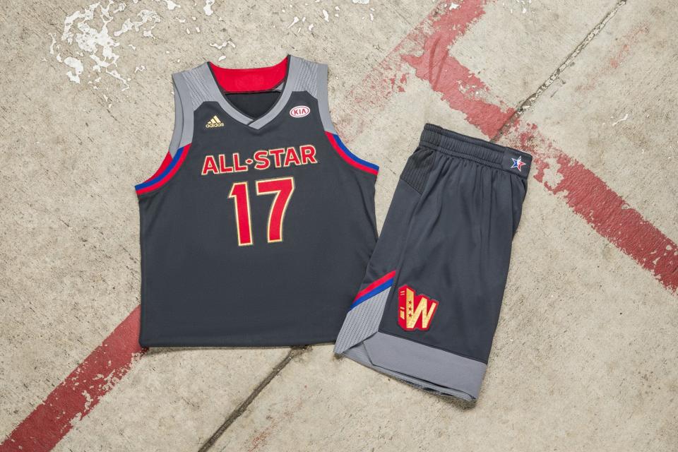 A closer look at the Western Conference All-Star jerseys and shorts. (Photo courtesy of adidas)