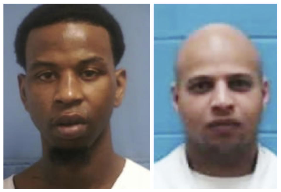 This combination photo of undated file photos released by the Mississippi Department of Corrections shows Roosevelt Holliman, left, who was beaten and stabbed at the Mississippi State Penitentiary at Parchman on Jan. 2, 2020, and Denorris Howell, who was found dead in his cell on Jan. 3. More than two dozen Mississippi inmates sued the state Tuesday, Jan. 14, saying understaffed prisons are "plagued by violence" and inmates are forced to live in decrepit and dangerous conditions. The federal lawsuit follows an outbreak of violence that killed five inmates and left an undisclosed number of others injured between Dec. 29 and Jan. 3. (Mississippi Department of Corrections via AP)