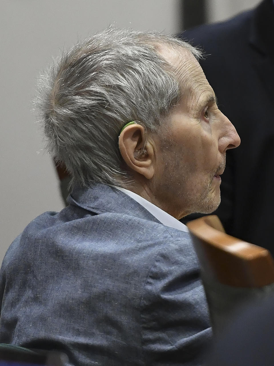 Real estate heir Robert Durst sits during his murder trial at the Airport Branch Courthouse in Los Angeles on Thursday, March 5, 2020. After a Hollywood film about him, an HBO documentary full of seemingly damning statements, and decades of suspicion, Durst is now on trial for murder. In opening statements Wednesday, prosecutors will argue Durst killed his close friend Susan Berman before New York police could interview her about the 1982 disappearance of Durst's wife. (Robyn Beck/AFP via AP, Pool)