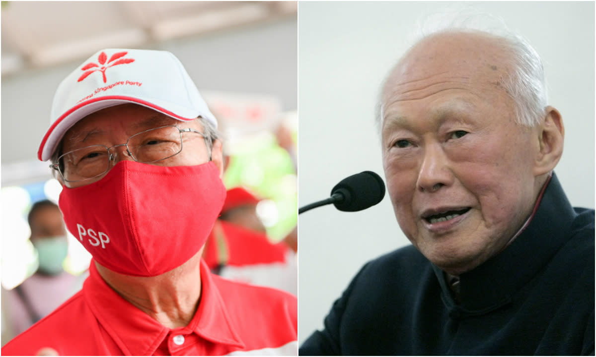 Dr Tan Cheng Bock (left) and the late Lee Kuan Yew. (PHOTOS: Joseph Nair for Yahoo News Singapore, AP file photo)