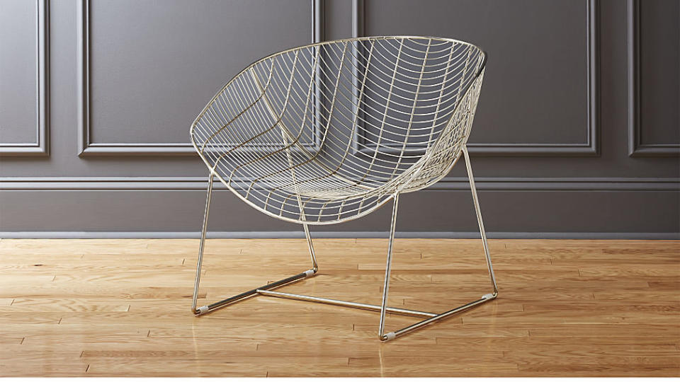 Get it at <a href="https://www.cb2.com/agency-chrome-chair/s235937" target="_blank">CB2, $379</a>.