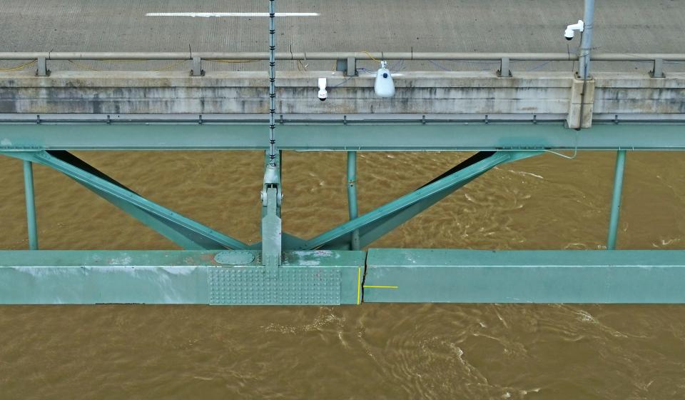 The crack that shut down the Hernando de Soto Bridge was photographed by a drone on May 16,.