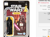 Lukes Gegenspieler und "Star Wars"-Ikone Darth Vader erreichte einen Verkaufspreis von 30.000 Dollar (28.200 Euro). Aber nur, weil es sich dabei um die seltene Variante mit einem Lichtschwert handelte, das sich in zwei Teile ausfahren ließ. Es wird geschätzt, dass hiervon nur noch ein Dutzend Action-Figuren in Sammlerzustand existieren. (Bild-Copyright: ebay)