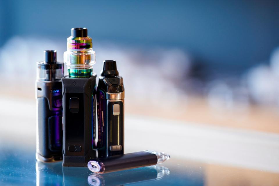 Vape pens stand on a counter at a vape store, in Melbourne, Australia (REUTERS)