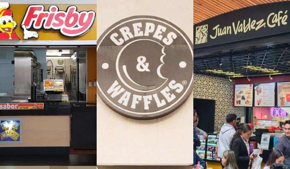 Frisby, Crepes & Waffles y Juan Valdez fueron los tres restaurantes en Colombia que más ingresos tuvieron en 2023. Fotos: CC Porto Alegre, Crepes & Waffles y Valora Analitik