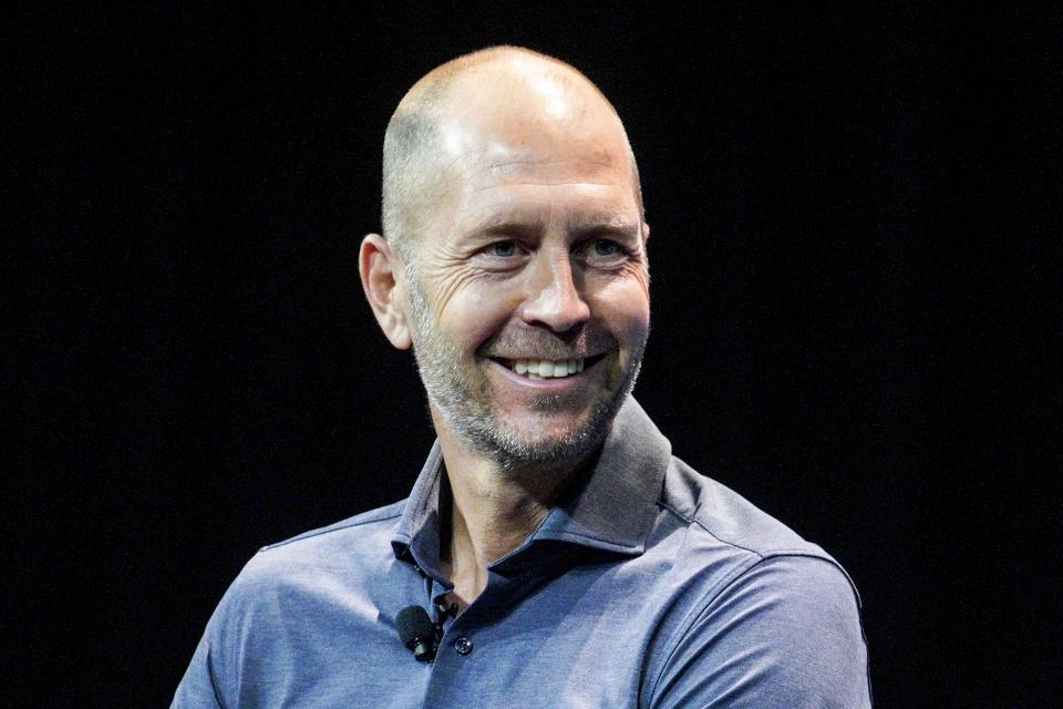 U.S. men's soccer coach Gregg Berhalter speaks during a news conference Wednesday, Aug. 31, 2022, in New York. (AP Photo/Bebeto Matthews)