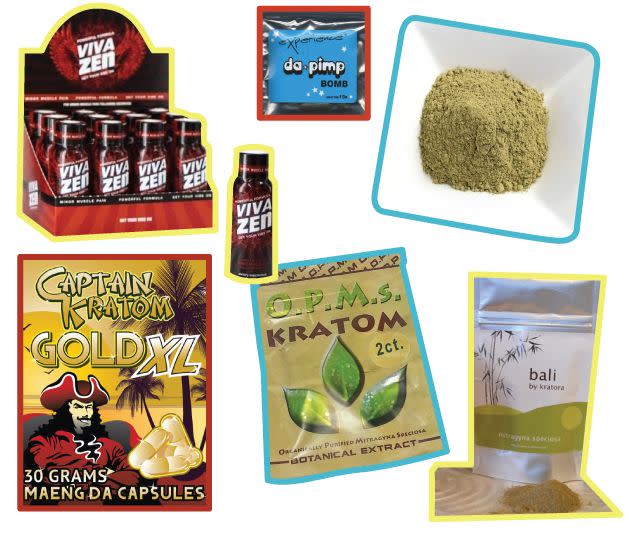 An assortment of kratom products. Consumers say the&nbsp;herbal drug can be used to treat a variety of ailments,&nbsp;including chronic pain, anxiety and opioid addiction. (Photo: Alissa Scheller)