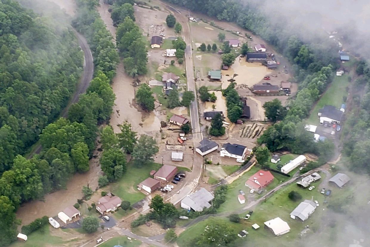 An aerial view of Buchanan County, Va., after heavy rains caused flooding and power outages. (Red Cross Virginia via @VDEM/Twitter)