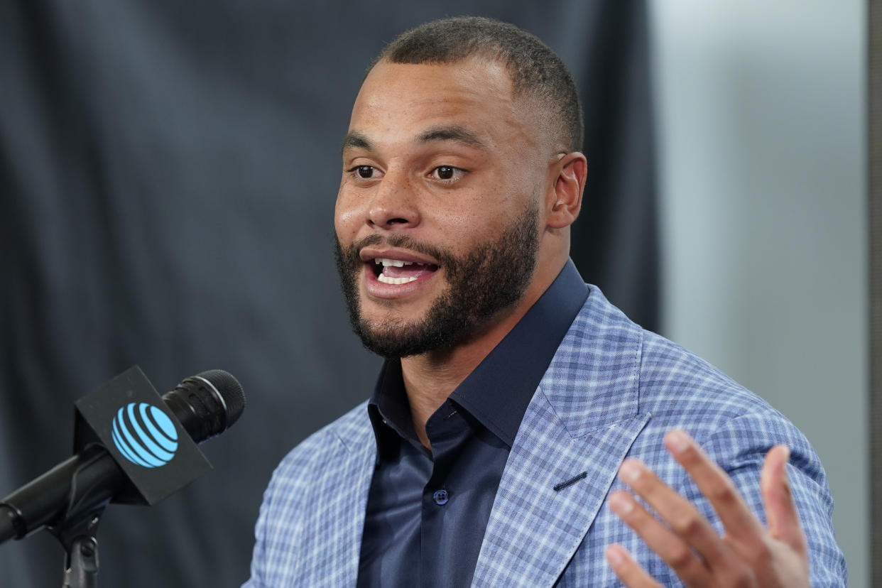 Dallas Cowboys quarterback Dak Prescott is working back from a bad injury. (AP Photo/LM Otero)