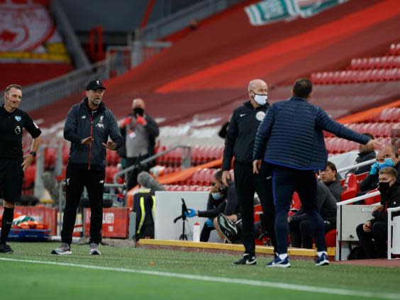 Lampard is told to calm down by Klopp (POOL/AFP)