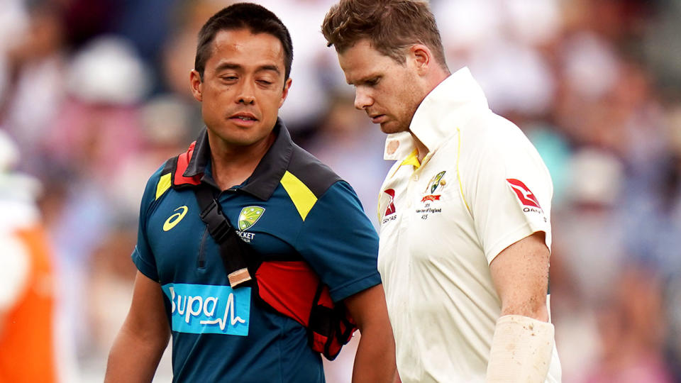 Steve Smith, pictured here walking off after he retired hurt. (Photo by John Walton/PA Images via Getty Images)