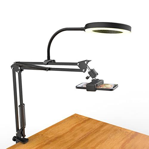 5) Overhead Desk Ring Light with Flexible Swing Arm Stand