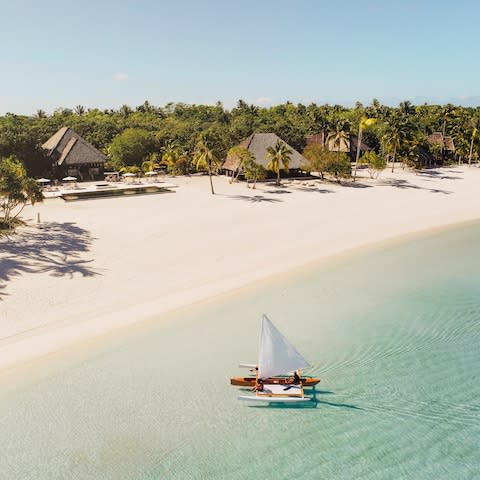 Guy Laliberté’s Nukutepipi, a triangular-shaped isle about 1.7 miles long in the remote Tuamotu archipelago