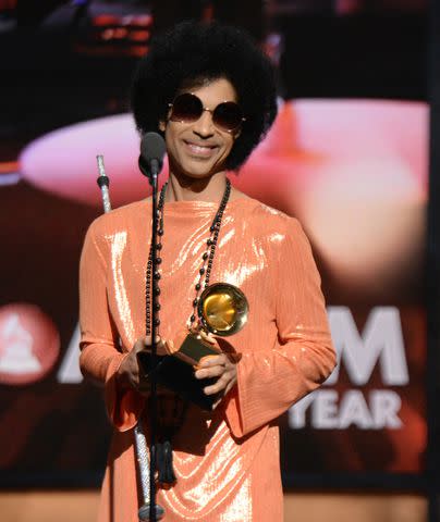 <p>Kevin Mazur/WireImage</p> Prince in Los Angeles in February 2015