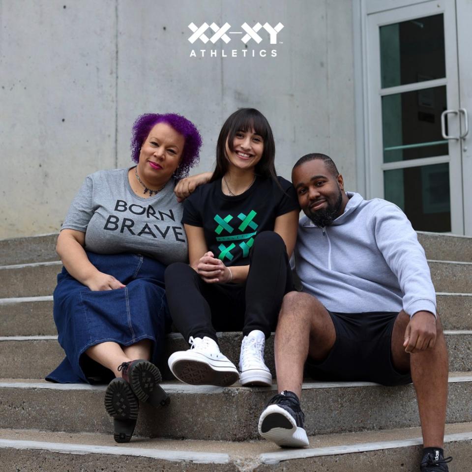 Among those modeling for XX-XY is Tabia Lee (far left), who says she was bullied out of her DEI job at De Anza College for having the “wrong” set of beliefs about DEI.