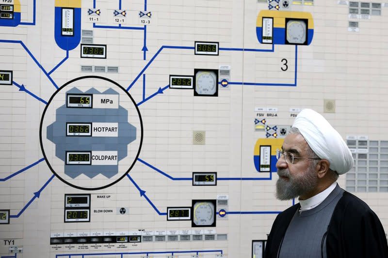 A file picture made available by the Iranian President's office shows Iranian President Hassan Rouhani visiting the nuclear power plant in the city of Bushehr, southern Iran, January 13. 2015. Iran increased its production of enriched uranium by 60% percent at its Natanz and Fordow facilities in the first six months of this year, the U.S. State Department reported Thursday. Handout photo from Iranian Presidency Office for EPA-EFE