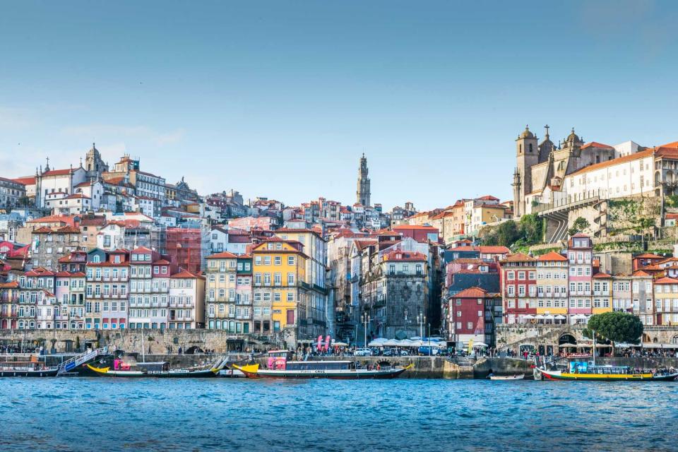 View across the Douro River to colorful buildings of Porto, Portugal, voted one of the best cities in the world