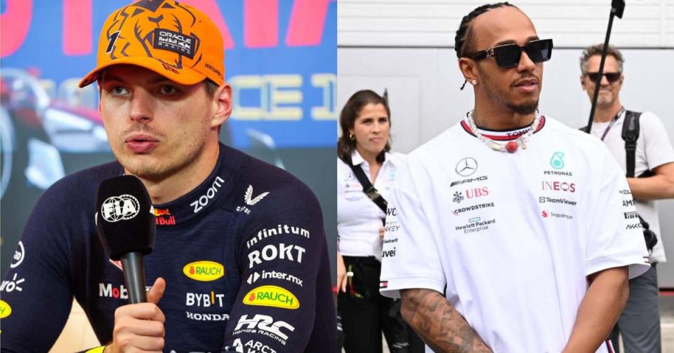 Max Verstappen dan Lewis Hamilton.  Berita F1 Juli 2023. Kredit: Alamy