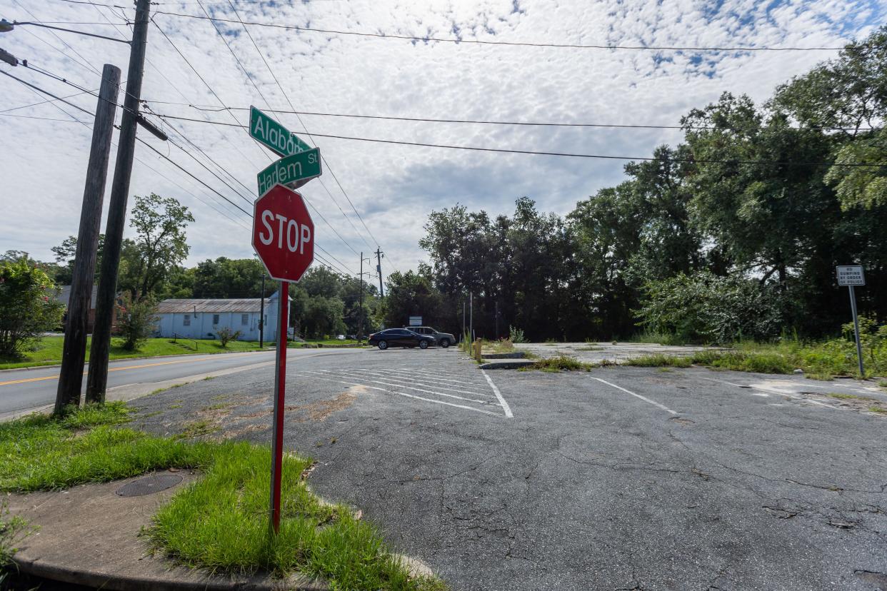 Land on the corner of Alabama and Harlem Streets for the proposed site of a grocery store in the Griffin Heights neighborhood as seen on Thursday, July 11, 2024.