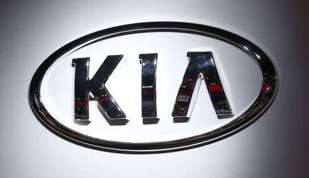 The Kia logo is seen at the 2017 New York International Auto Show in New York City, U.S. April 12, 2017. REUTERS/Brendan Mcdermid