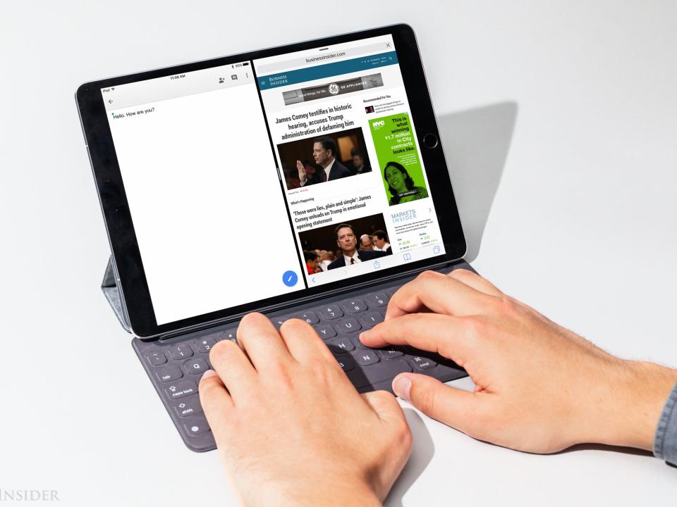 ipad pro 10.5 inch typing on keyboard