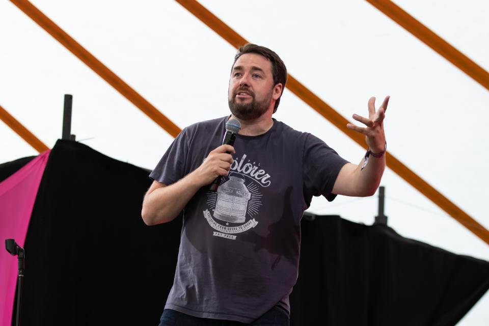 SOUTHWOLD, ENGLAND - JULY 20: Jason Manford performs on the comedy stage during Latitude Festival 2019 at Henham Park on July 20, 2019 in Southwold, England. (Photo by Carla Speight/Getty Images)
