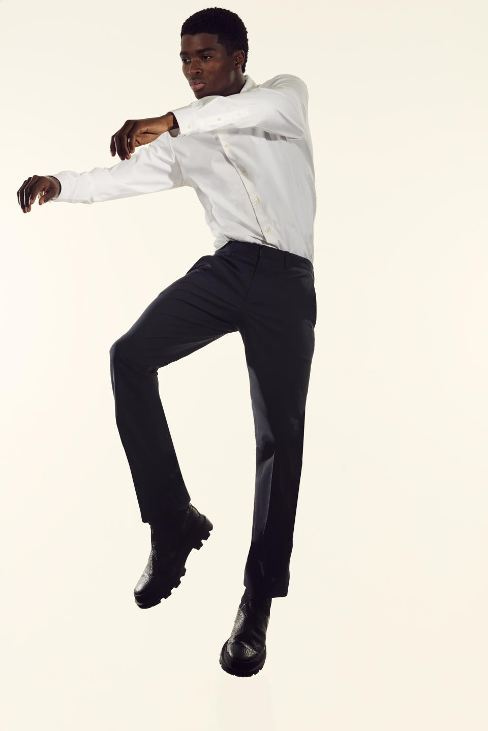Alton Mason in the new Theory pant campaign.