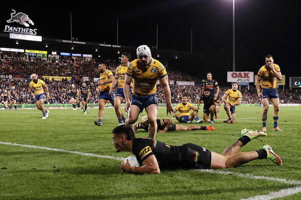 Taylan May, pictured here in action for the Panthers against the Parramatta Eels.