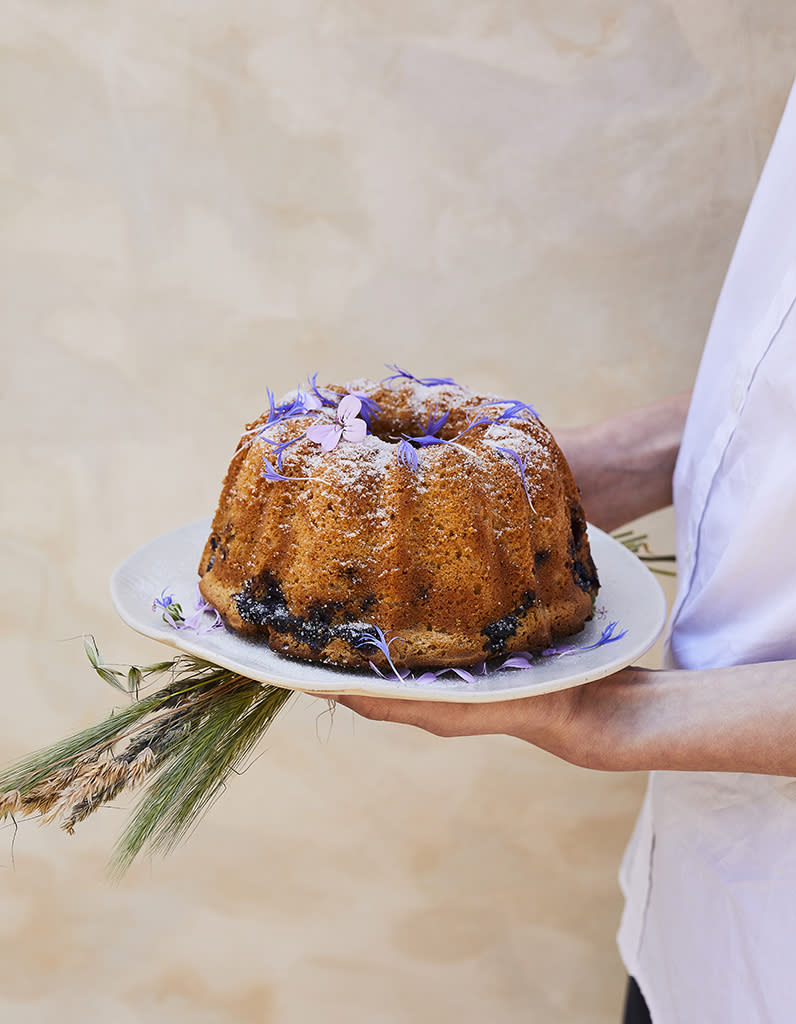 Gâteau au yaourt, citron et myrtilles