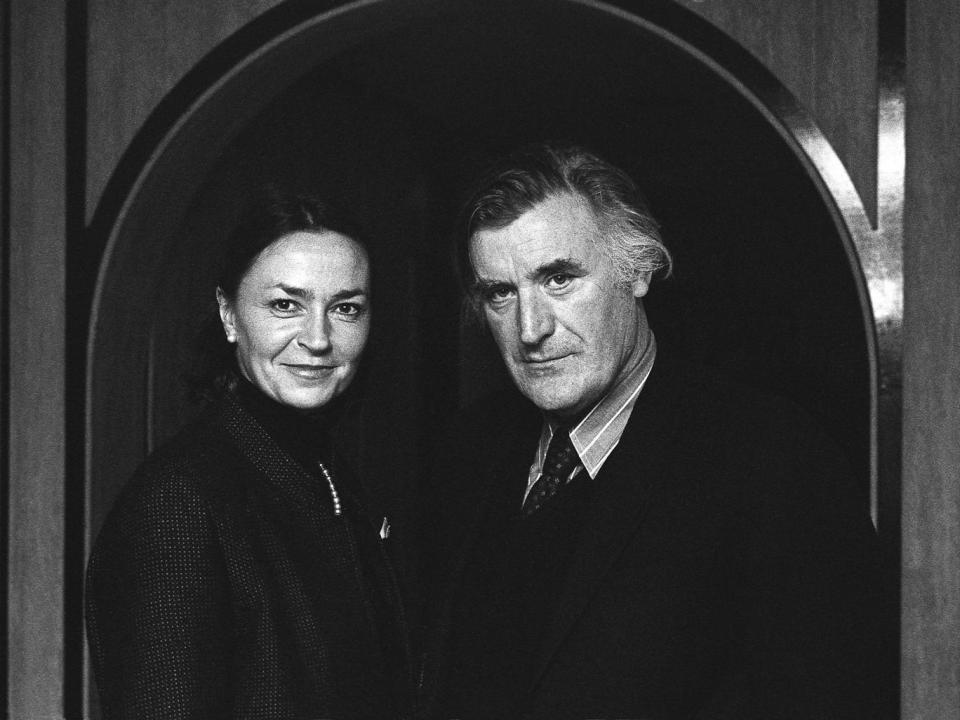 Ted Hughes pictured with his wife, Carol (Rex)